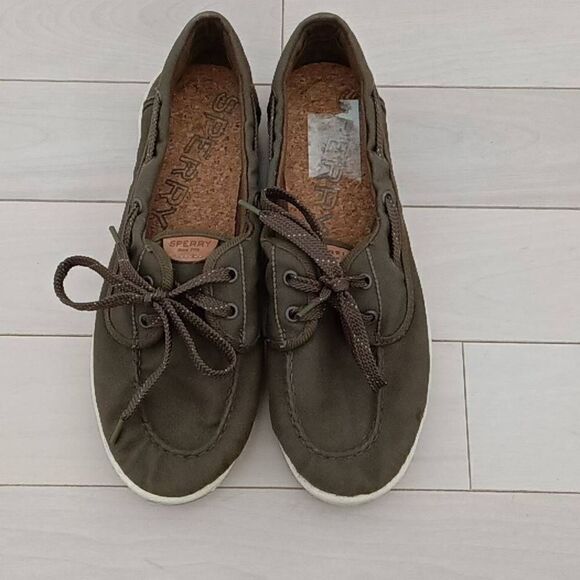 Sperry Women's Drift Hale Flat Sperry Top-sider Shoes Army Green Size 8.5M - Picture 2 of 5